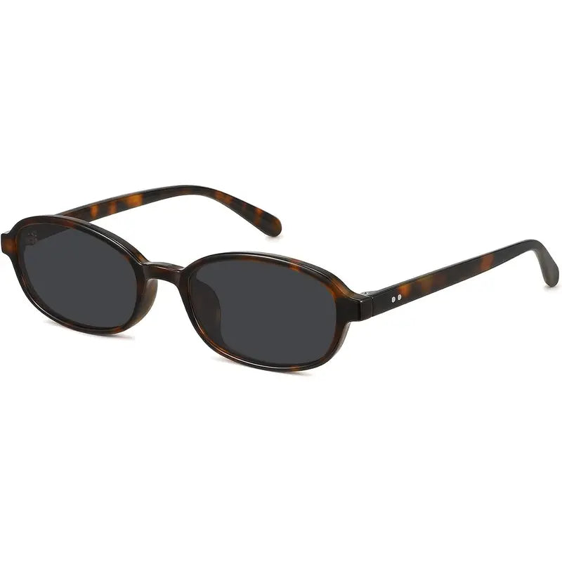 WOWSUN Retro Oval Sunglasses for Women Trendy Cat Eye Shades Vintage 90S Narrow Oval Sunnies Lightweight Fashion Eyewear