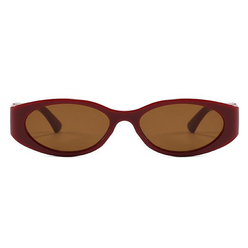 Trendy Vintage 2000S Full Rim Slim Narrow Fit Oval Plastic UV Blocking Sunglasses - Small Frame, Uv-Protection, Street Style Shades, Women'S & Unisex Daily Wear Eyewear