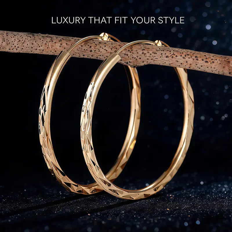 Women'S 18K Gold Hypoallergenic Stackable Huggie Hoop Earrings - Click-Top, Diamond-Cut Textured, Circular Hoop Gold Jewelry for Sensitive Ears, Female Adult Accessories, Stackable Earrings