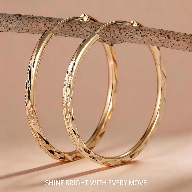 Women'S 18K Gold Hypoallergenic Stackable Huggie Hoop Earrings - Click-Top, Diamond-Cut Textured, Circular Hoop Gold Jewelry for Sensitive Ears, Female Adult Accessories, Stackable Earrings
