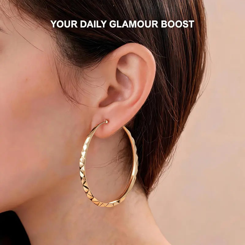 Women'S 18K Gold Hypoallergenic Stackable Huggie Hoop Earrings - Click-Top, Diamond-Cut Textured, Circular Hoop Gold Jewelry for Sensitive Ears, Female Adult Accessories, Stackable Earrings