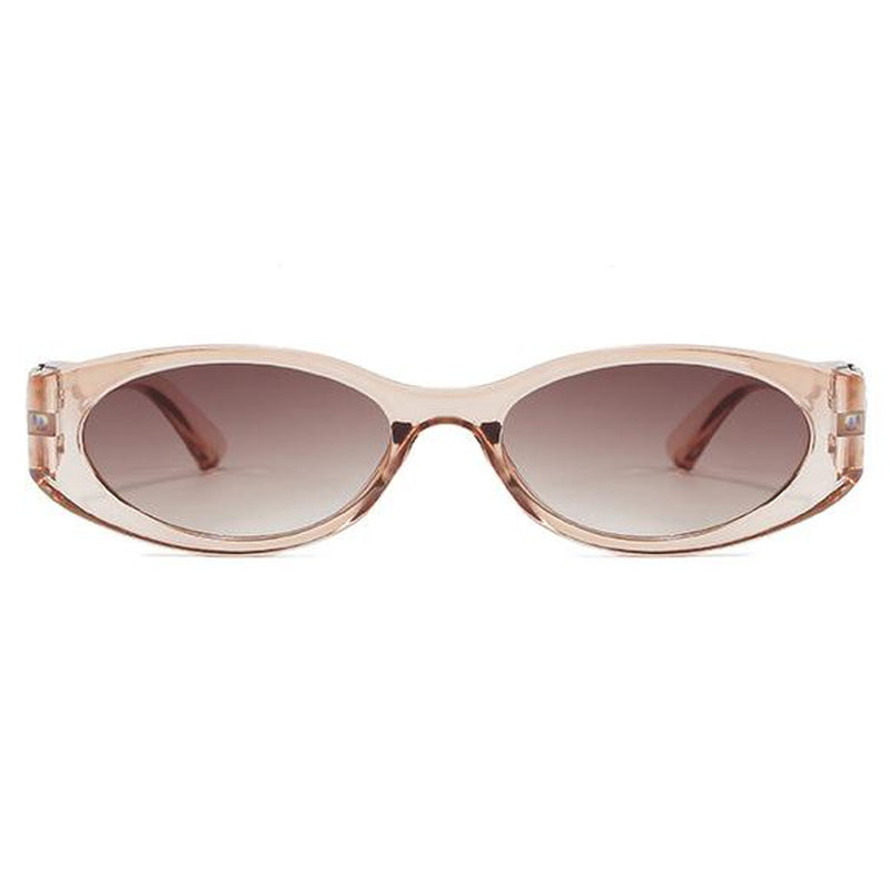 Trendy Vintage 2000S Full Rim Slim Narrow Fit Oval Plastic UV Blocking Sunglasses - Small Frame, Uv-Protection, Street Style Shades, Women'S & Unisex Daily Wear Eyewear