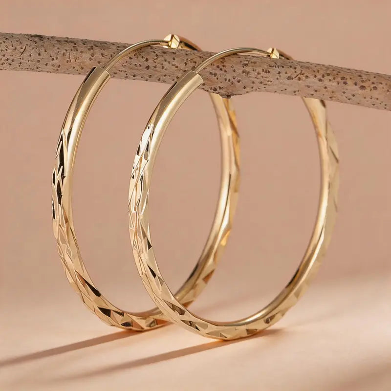 Women'S 18K Gold Hypoallergenic Stackable Huggie Hoop Earrings - Click-Top, Diamond-Cut Textured, Circular Hoop Gold Jewelry for Sensitive Ears, Female Adult Accessories, Stackable Earrings