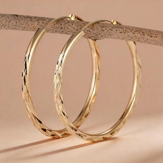 Women'S 18K Gold Hypoallergenic Stackable Huggie Hoop Earrings - Click-Top, Diamond-Cut Textured, Circular Hoop Gold Jewelry for Sensitive Ears, Female Adult Accessories, Stackable Earrings