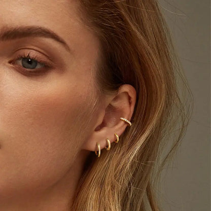 MONAVRA 5PCS Silver/Gold Plated Hypoallergenic Huggie Ear Hoops Mini Set - Dainty CZ, Lightweight Thin, Polished Metal Earrings, Earring Stack, Gold Hoop Charm Stack Earrings, Women'S Cartilage Jewelry Daily Gift