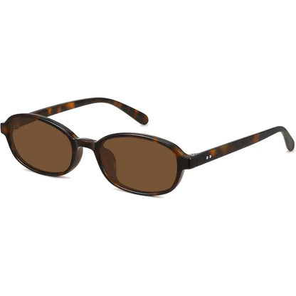 WOWSUN Retro Oval Sunglasses for Women Trendy Cat Eye Shades Vintage 90S Narrow Oval Sunnies Lightweight Fashion Eyewear