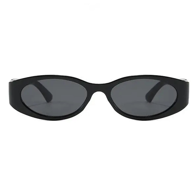 Trendy Vintage 2000S Full Rim Slim Narrow Fit Oval Plastic UV Blocking Sunglasses - Small Frame, Uv-Protection, Street Style Shades, Women'S & Unisex Daily Wear Eyewear
