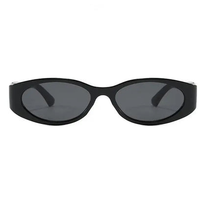 Trendy Vintage 2000S Full Rim Slim Narrow Fit Oval Plastic UV Blocking Sunglasses - Small Frame, Uv-Protection, Street Style Shades, Women'S & Unisex Daily Wear Eyewear
