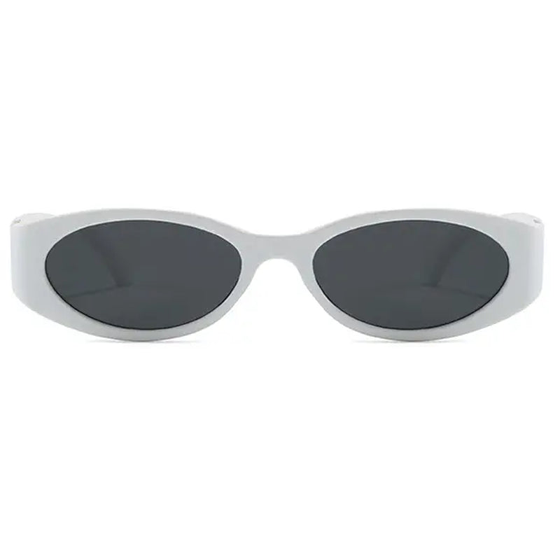 Trendy Vintage 2000S Full Rim Slim Narrow Fit Oval Plastic UV Blocking Sunglasses - Small Frame, Uv-Protection, Street Style Shades, Women'S & Unisex Daily Wear Eyewear