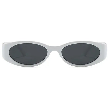 Trendy Vintage 2000S Full Rim Slim Narrow Fit Oval Plastic UV Blocking Sunglasses - Small Frame, Uv-Protection, Street Style Shades, Women'S & Unisex Daily Wear Eyewear