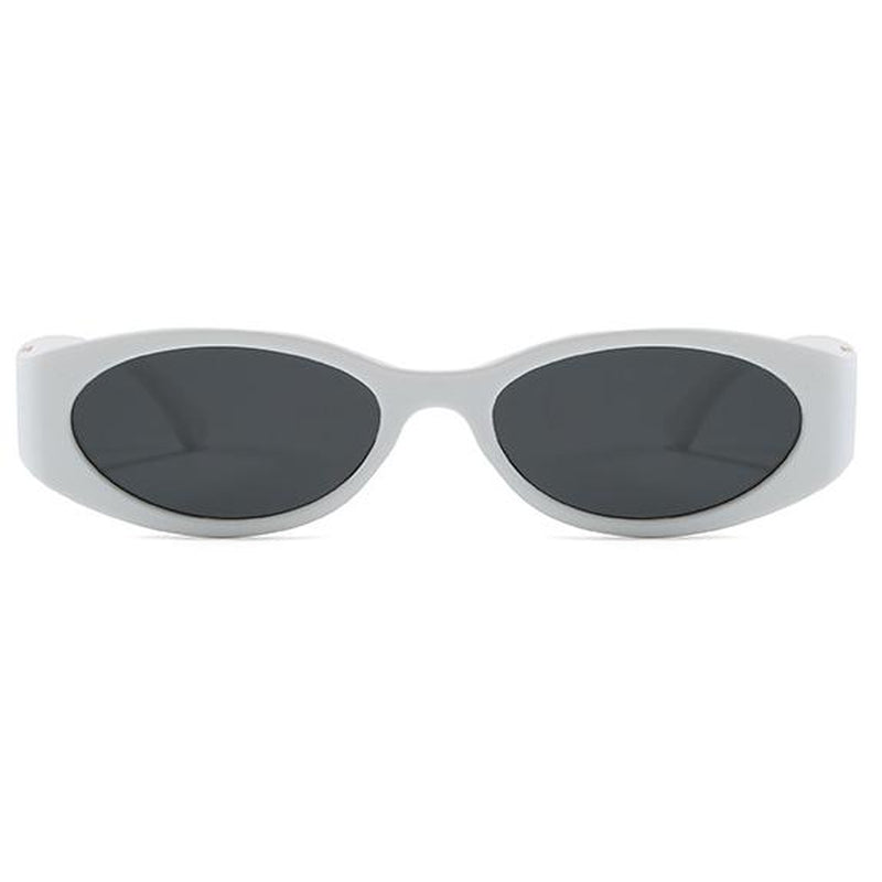 Trendy Vintage 2000S Full Rim Slim Narrow Fit Oval Plastic UV Blocking Sunglasses - Small Frame, Uv-Protection, Street Style Shades, Women'S & Unisex Daily Wear Eyewear