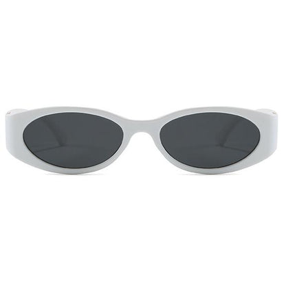 Trendy Vintage 2000S Full Rim Slim Narrow Fit Oval Plastic UV Blocking Sunglasses - Small Frame, Uv-Protection, Street Style Shades, Women'S & Unisex Daily Wear Eyewear