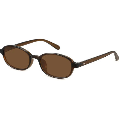 WOWSUN Retro Oval Sunglasses for Women Trendy Cat Eye Shades Vintage 90S Narrow Oval Sunnies Lightweight Fashion Eyewear