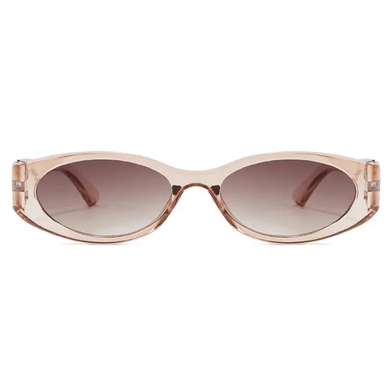 Trendy Vintage 2000S Full Rim Slim Narrow Fit Oval Plastic UV Blocking Sunglasses - Small Frame, Uv-Protection, Street Style Shades, Women'S & Unisex Daily Wear Eyewear