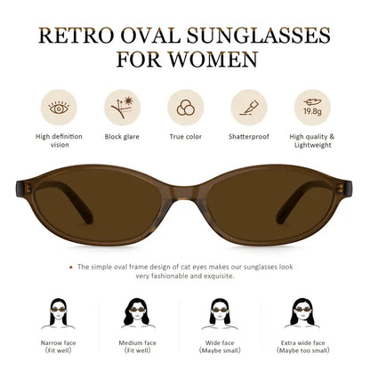 Women'S 3-Pair Y2K Vintage Cat Eye Sunglasses - Plastic Lenses, Oval Frame, Lightweight UV400 UV Blocking, 90S Retro Full Rim Narrow Small Frame, Trendy Casual Street Style Shades for Daily Wear, Summer Outfits