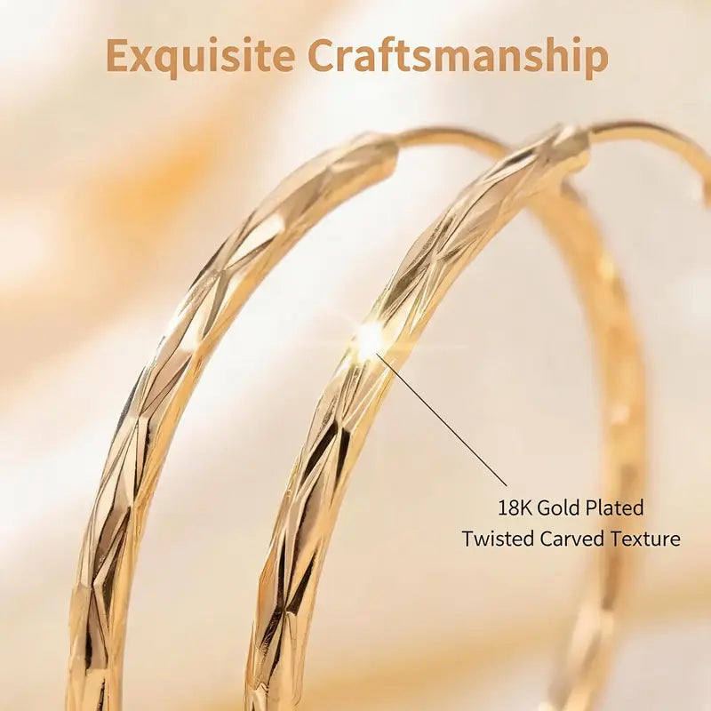 Women'S 18K Gold Hypoallergenic Stackable Huggie Hoop Earrings - Click-Top, Diamond-Cut Textured, Circular Hoop Gold Jewelry for Sensitive Ears, Female Adult Accessories, Stackable Earrings
