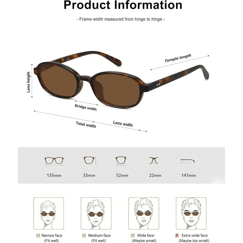 WOWSUN Retro Oval Sunglasses for Women Trendy Cat Eye Shades Vintage 90S Narrow Oval Sunnies Lightweight Fashion Eyewear