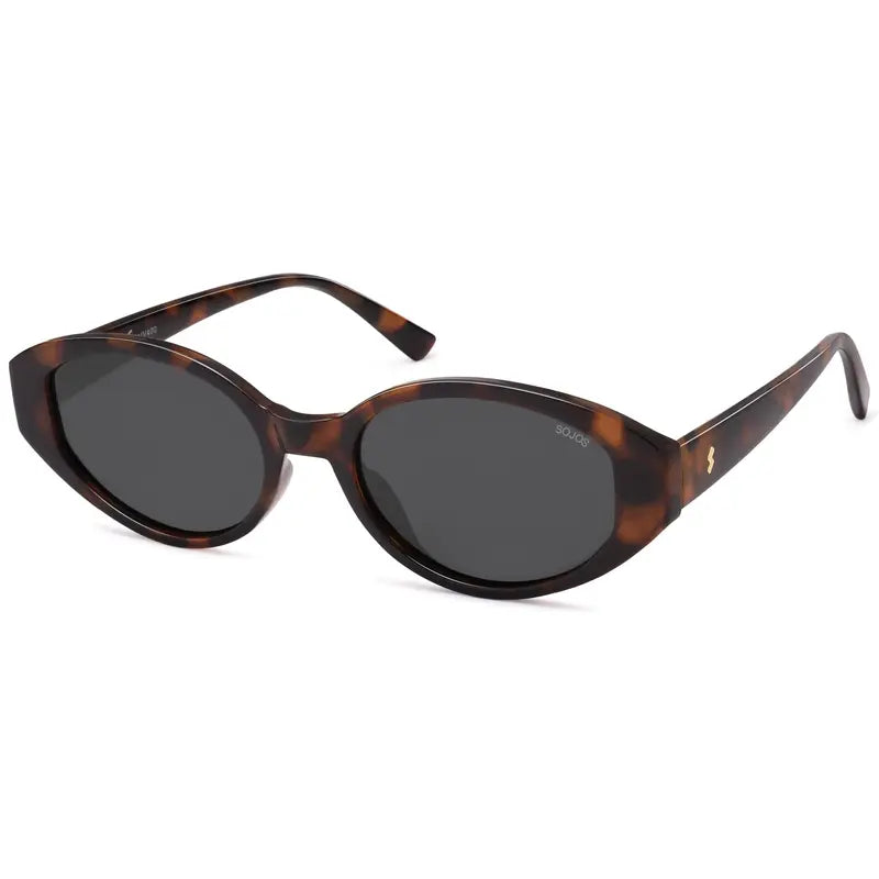 SOJOS Retro Oval Polarized Sunglasses for Women Wide Chic Cat Eye Trendy Vintage Shades UV400 Protection
