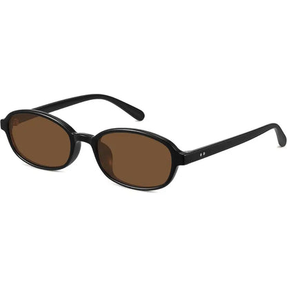 WOWSUN Retro Oval Sunglasses for Women Trendy Cat Eye Shades Vintage 90S Narrow Oval Sunnies Lightweight Fashion Eyewear