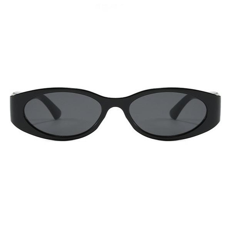 Trendy Vintage 2000S Full Rim Slim Narrow Fit Oval Plastic UV Blocking Sunglasses - Small Frame, Uv-Protection, Street Style Shades, Women'S & Unisex Daily Wear Eyewear