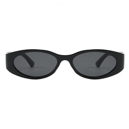 Trendy Vintage 2000S Full Rim Slim Narrow Fit Oval Plastic UV Blocking Sunglasses - Small Frame, Uv-Protection, Street Style Shades, Women'S & Unisex Daily Wear Eyewear
