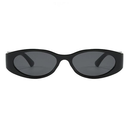 Trendy Vintage 2000S Full Rim Slim Narrow Fit Oval Plastic UV Blocking Sunglasses - Small Frame, Uv-Protection, Street Style Shades, Women'S & Unisex Daily Wear Eyewear