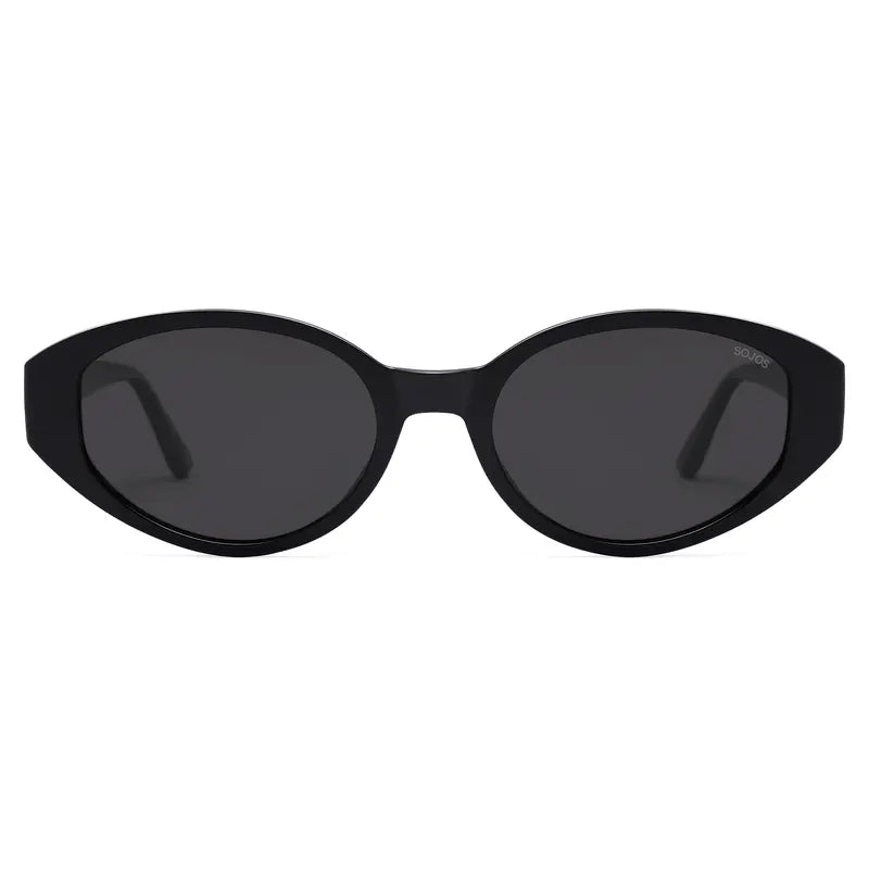 SOJOS Retro Oval Polarized Sunglasses for Women Wide Chic Cat Eye Trendy Vintage Shades UV400 Protection