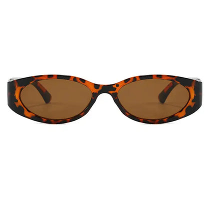Trendy Vintage 2000S Full Rim Slim Narrow Fit Oval Plastic UV Blocking Sunglasses - Small Frame, Uv-Protection, Street Style Shades, Women'S & Unisex Daily Wear Eyewear